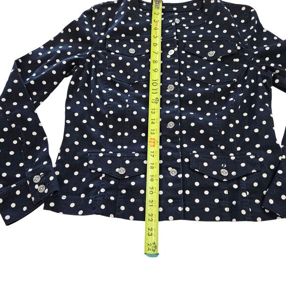 Chaps Ralph Lauren Women's Jacket Navy Polka Dot Denim 
Blazer Career Medium - Picture 6 of 11
